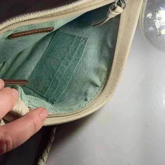 The Sak Sanibel Cream Leather Embossed Crossbody purse - Picture 2 of 10